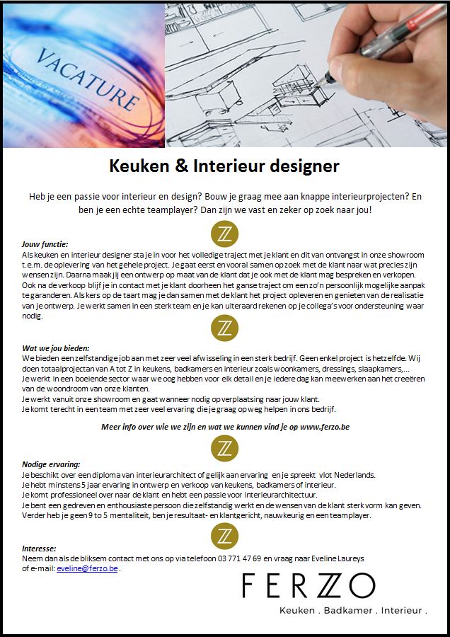 Vacature keuken & interieur designer - Ferzo Vacature keuken & interieur designer - Ferzo